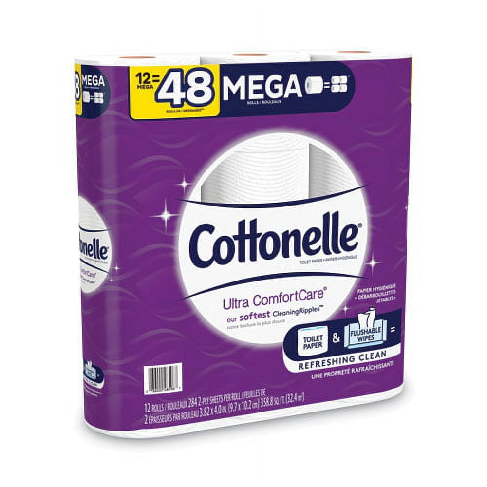Ultra Comfortcare Toilet Paper, Soft Tissue, Mega Rolls, Septic Safe, 2 Ply, White, 284 Sheets/roll, 12 Rolls | Bundle of 5 Packs