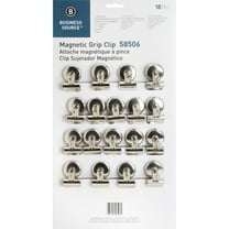 Business Source, BSN58506, Magnetic Grip Clips Pack, 18 / Box, Silver