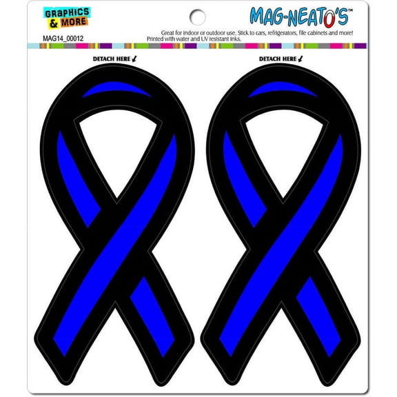 The Thin Blue Line Ribbon Support Ribbon Police Law Enforcement Automotive Car Refrigerator Locker Vinyl Magnet Set