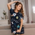 thumbnail image 3 of Naloa Space Print Women Nightgowns,Womens Loungewear,Short Sleeve Sleepwear,Comfy Ladies Nightdress, 3 of 6