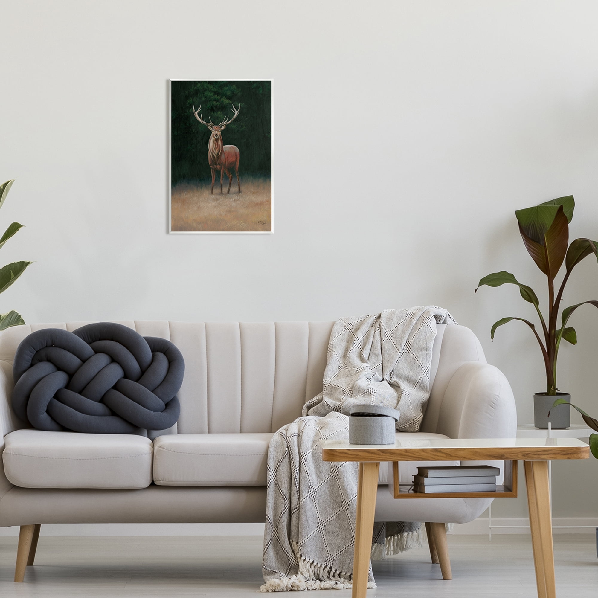 Stupell Industries Deer in Forest Clearing Animals & Insects Painting Unframed Art Print Wall Art, 13 x 19