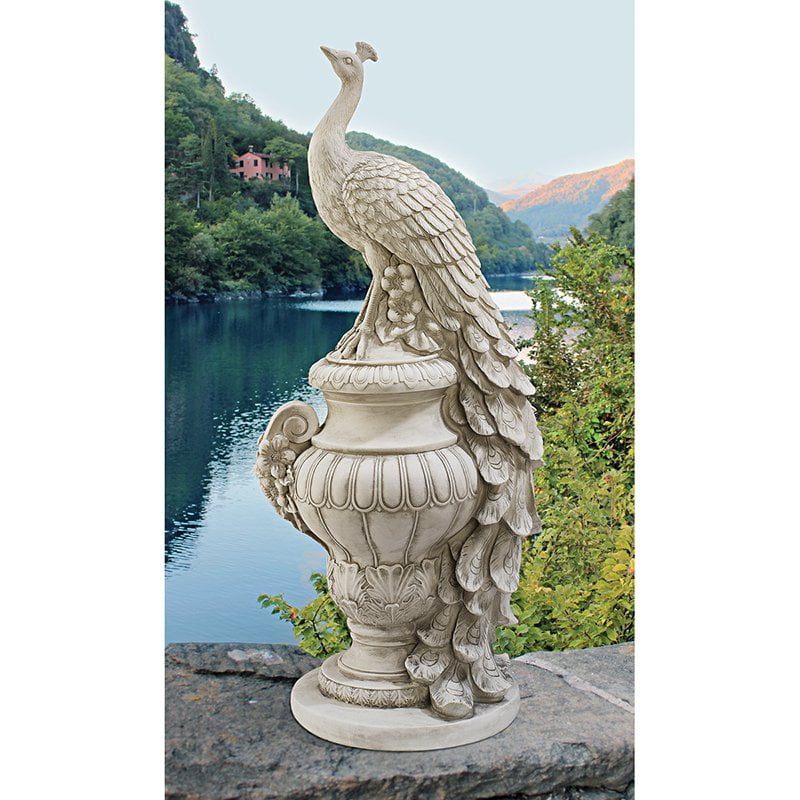Design Toscano Staverden Castle Peacock on an Urn Garden Statue by Design Toscano