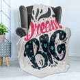 thumbnail image 4 of Dream Soft Flannel Fleece Throw Blanket, Vintage Style Dream Big Message with Stripes and Star Motifs Calligraphic Design, Cozy Plush for Indoor and Outdoor Use, 60" x 80", Multicolor, by Ambesonne, 4 of 5