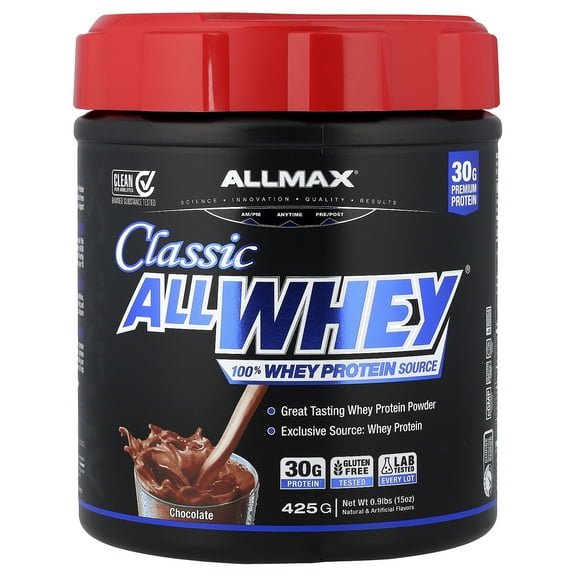 ALLMAX CLASSIC ALLWHEY®, 100% Whey Protein Source, Chocolate, 0.9 lbs (425 g)