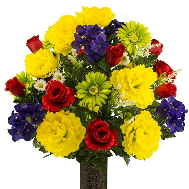 Sympathy Silks Artificial Cemetery Flowers Realistic Vibrant Daisies