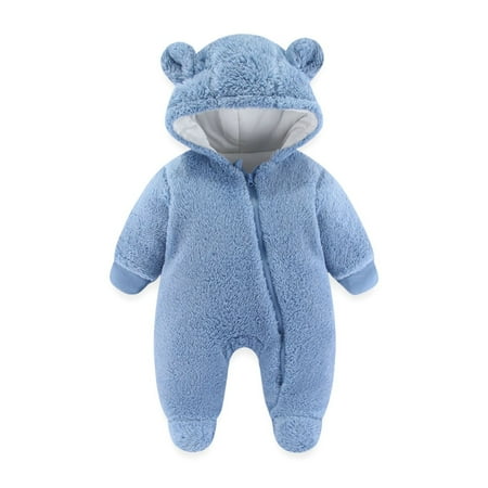 

WuLIQna Button Down Pockets Belted Jumpsuits Rompers New Baby Open Bag Hand Wrapped Feet Flannel Autumn And Winter Thickened Baby With Hat Clothing Out