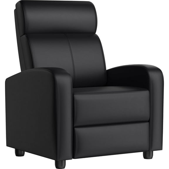 Push Back Recliner Chair PU Leather, Overstuffed High-Density Sponge, Home Theater Seating with Lumbar Support, Adjustable Sofa Armchair for Living Room, Black