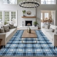 thumbnail image 3 of 5'x7' Area Rugs for Living Room Bedroom, Blue Plaid Washable Rug Carpet Runner Indoor Outdoor, Modern Simple Watercolor Buffalo Lattice Non Slip Floor Mats Area Rug for Kitchen, Nursery, 3 of 8