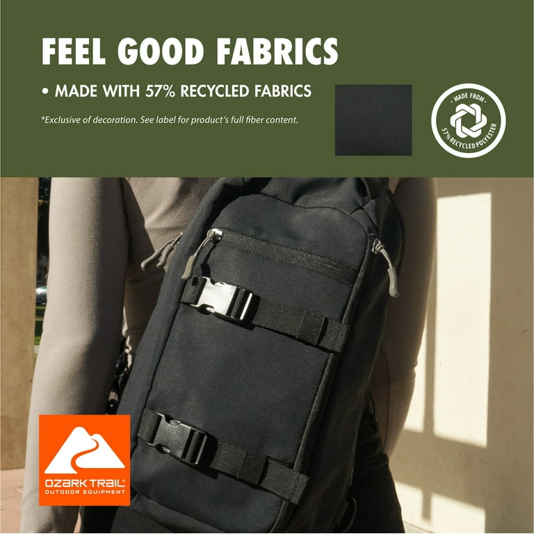 Ozark Trail Black Polyester Sling Pack, 9L Messenger Bag for