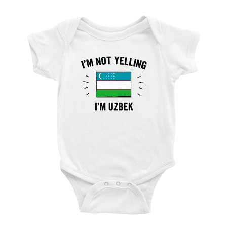 

I m Not Yelling I m Uzbek Baby Bodysuit Baby Clothes (White 0-3 Months)