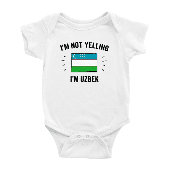 I'm Not Yelling, I'm Uzbek Baby Bodysuit Baby Clothes (White, 3-6 Months)