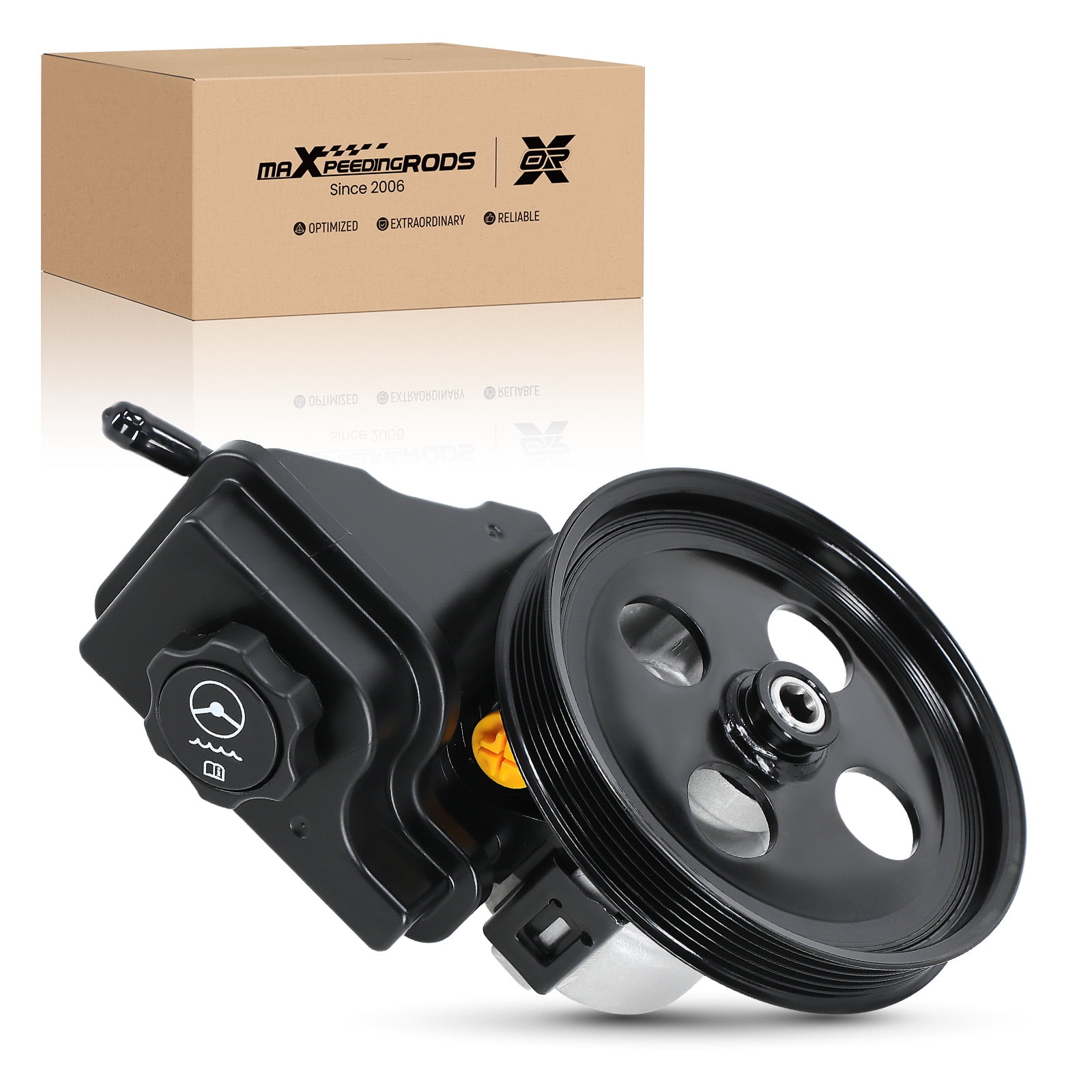 Maxpeedingrods Power Steering Pump with Reservoir & Pulley, Compatible with Cadillac DTS 2006-2011 & for Buick Lucerne 2006-2011 4.6L, 20-71996, 20759843