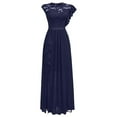 thumbnail image 1 of Vestido de noche para mujer, largo, elegante, de encaje, para cóctel, liso, largo, cuello redondo, manga media, vestido de novia con cremallera, vestido de novia, vestido de dama de honor, 1 of 5