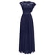 thumbnail image 1 of Vestido de noche para mujer, largo, elegante, de encaje, para cóctel, liso, largo, cuello redondo, manga media, vestido de novia con cremallera, vestido de novia, vestido de dama de honor, 1 of 5