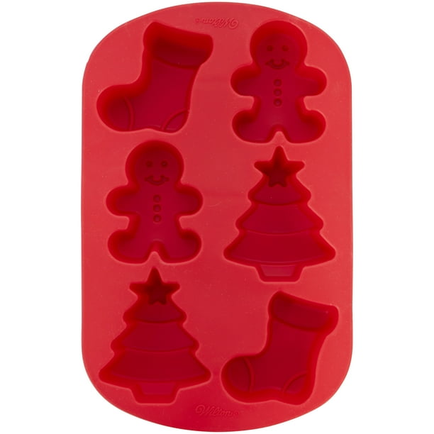 Wilton Christmas Silicone Mold, 6Cavity Christmas Tree, Gingerbread