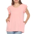 thumbnail image 1 of White Mark Ruffle Sleeve Solid Top (Women's), 1 of 6
