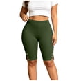 thumbnail image 2 of Mifsaly Plus Size Womens Yoga Shorts Side Button Detail High Waisted Stretchy Shorts Soft Comfortable Workout Running Gym Cycling Clothes Army Green,XXL, 2 of 8