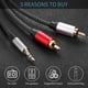thumbnail image 2 of Nanxudyj Cable De Audio De 3,5 Mm A 2 Rca Cable De Audio Trenzado De Nailon De 3,5 Mm Aux A 2 Rca De 1,5 Pies Para Receptor Estéreo Altavoz Smartphone Tablet Hdtv Reproductor De Mp3 Y Más Cable Estére, 2 of 5