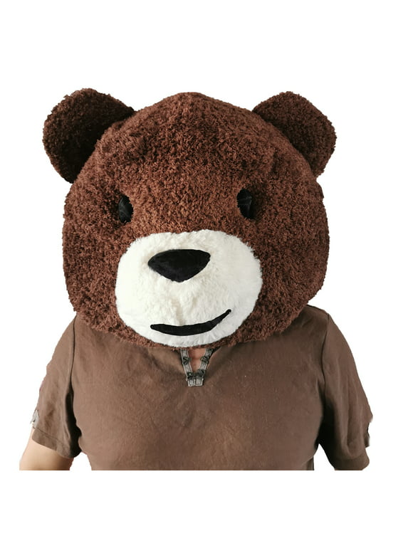 Plush Brown Bear Mascot Head Bear Head Mask Adult