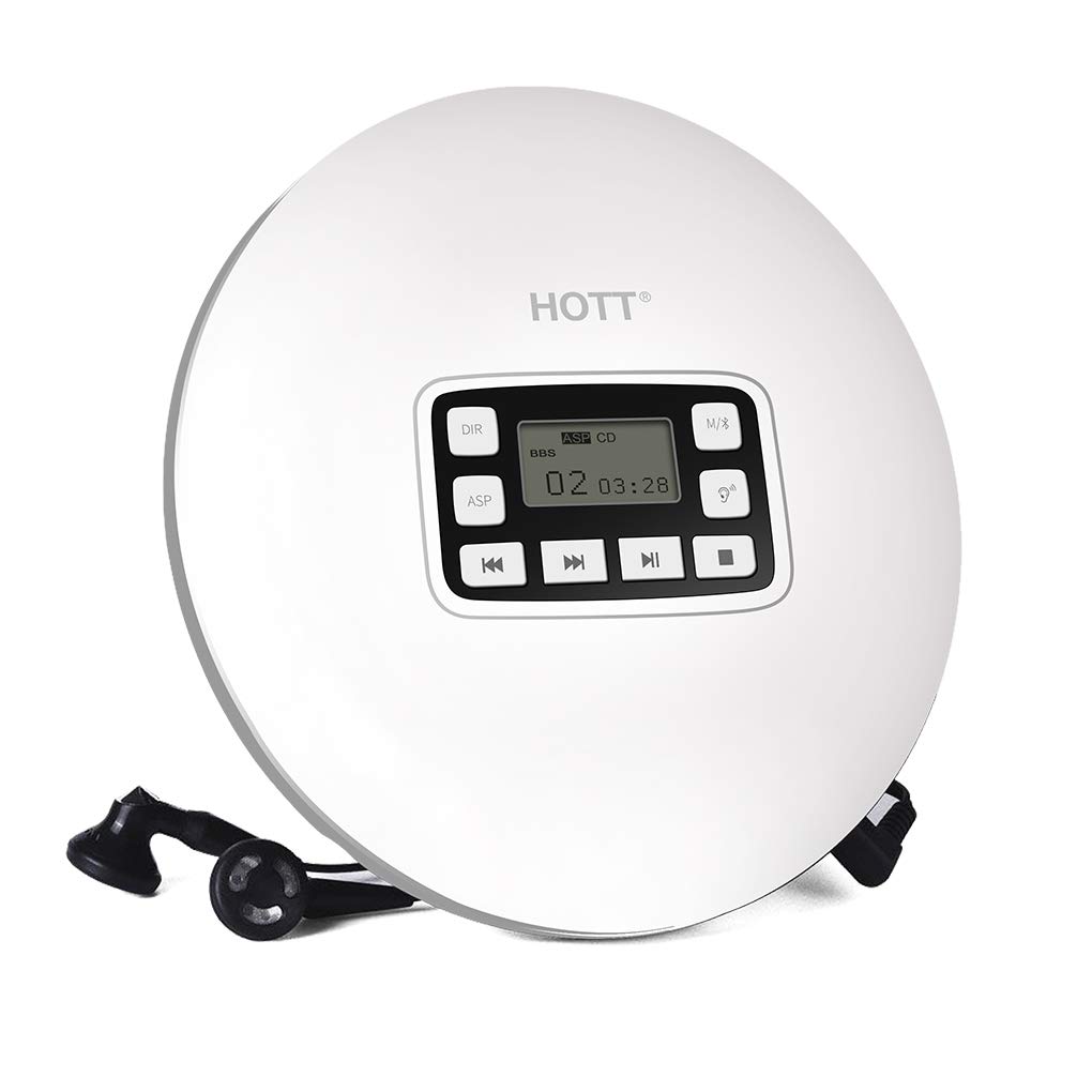 HOTT Portable CD Player with Bluetooth Personal Compact CD Player with Headphones/LCD Display/USB Power Adapter Portable Disc Player with Electronic Skip Protection and Anti-Shock Function White - image 3 of 7