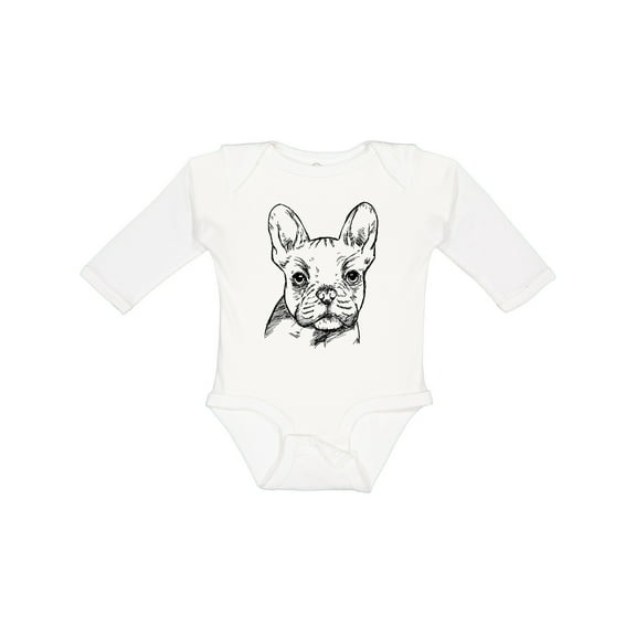 Inktastic French Bulldog Portrait Boys or Girls Long Sleeve Baby Bodysuit