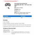 thumbnail image 2 of Front Brake Pad and Rotor Kit - Compatible with 1995 - 1997 Ford F-350 4WD 1996, 2 of 2