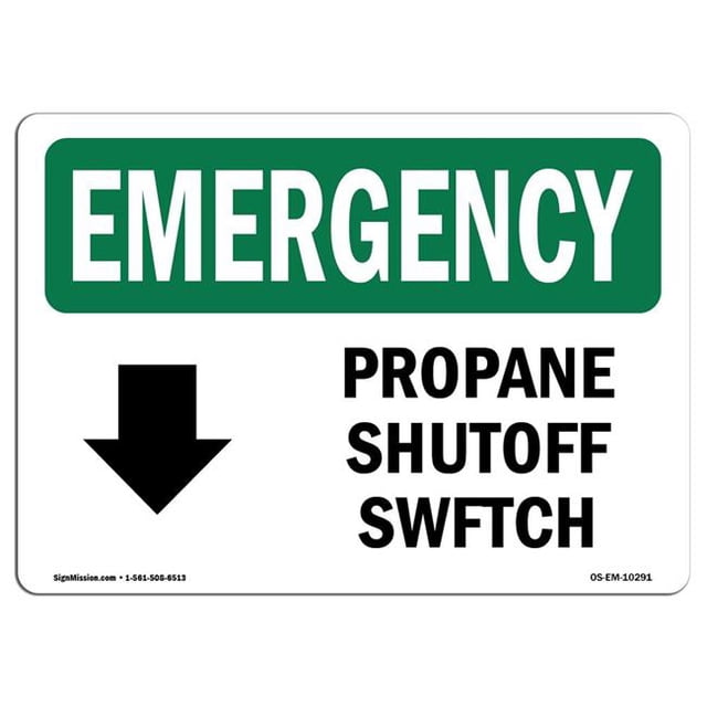 SignMission OS-EM-A-1218-L-10291 12 x 18 Po Signe d'Urgence OSHA - Interrupteur de Propane Électrique avec Symbole