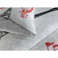 thumbnail image 3 of Ambesonne Love Quilted Coverlet 3 Pcs, Paris Hot Air Balloon, King Size, Red Black Grey, 3 of 4
