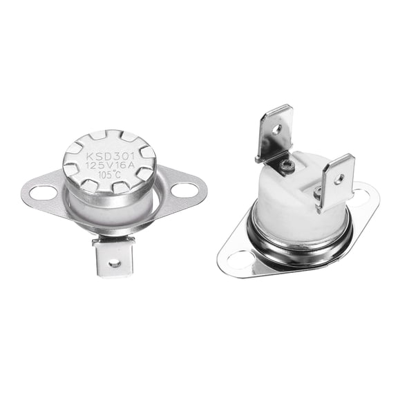 Uxcell 2Pcs KSD301 Thermostat 105°C/221°F 16A Normally Closed N.C Switch Ceramic