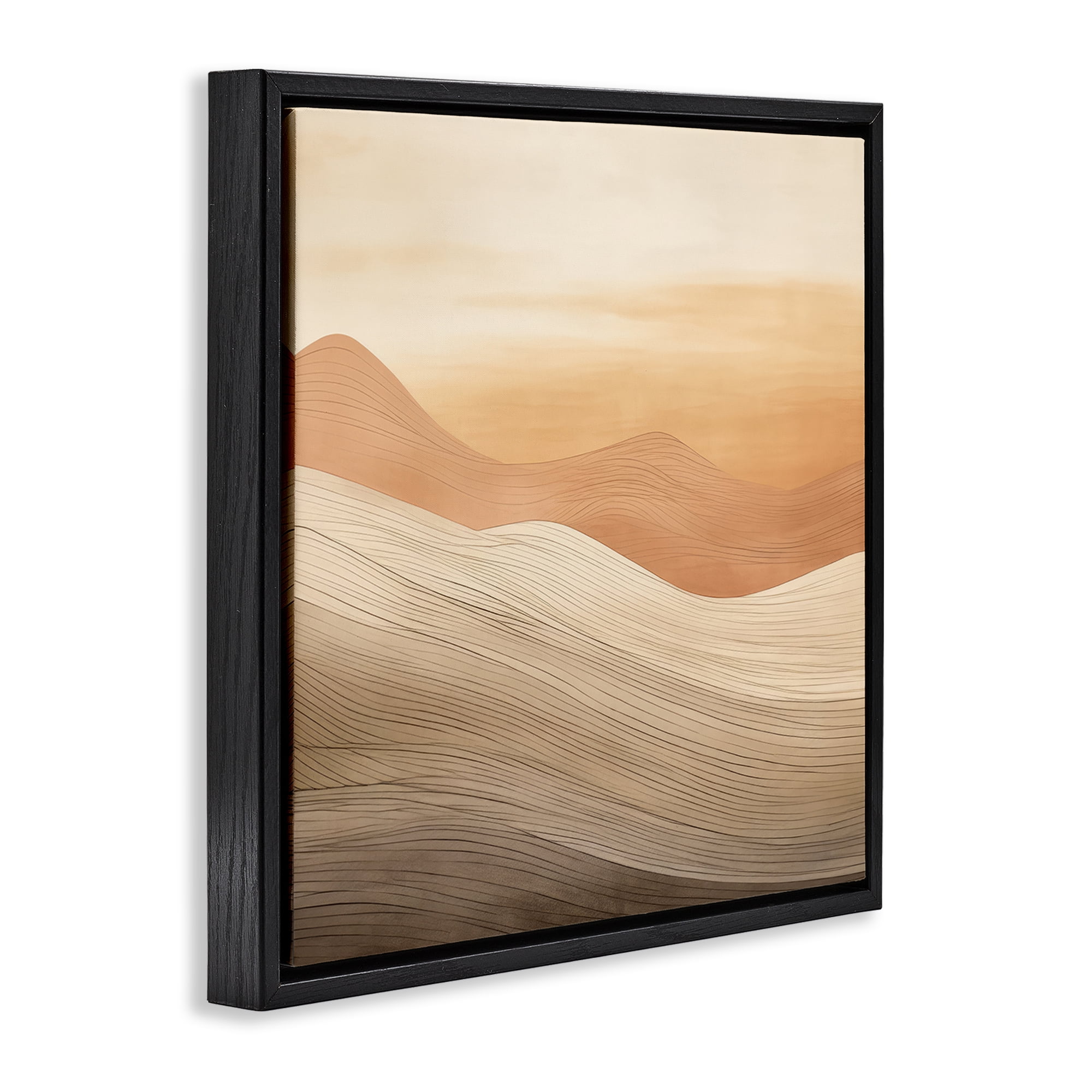 Stupell Industries Ombre Desert Dunes Landscape & Nature Painting Black Floater Framed Canvas Art Print Wall Art, 18 x 18