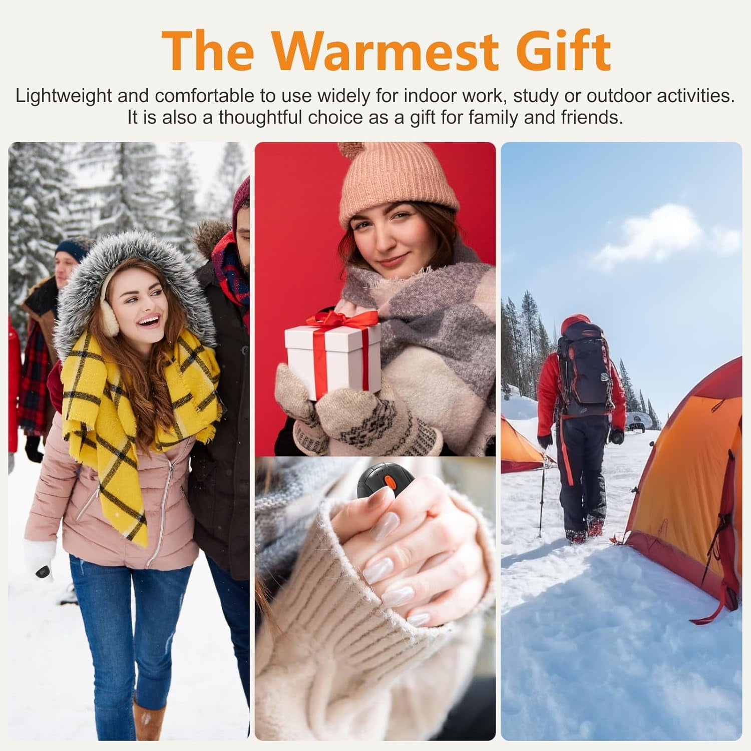 Hand Warmers Rechargeable 2 Pack, 14000mAh Electric Hand Warmers with Charging Case, Quick Charge Portable Heater,Gifts for Christmas, Winter, Outdoor, Camping, Hunting Accessories, Orange