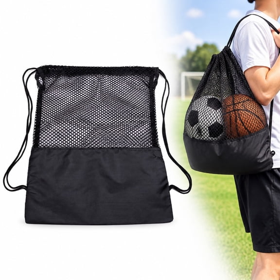 Drawstring Ball Bag for Soccer, Basketball and Football, Portable Carry Sack for Training Days