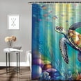 thumbnail image 2 of Orinice  Small Stall Shower CurtainBlue Sea Turtle Shower Curtain Narrow Dorm Camper Shower Curtain Waterproof Fabric RV Shower Curtains for Bathroom Ocean Bathroom Curtain Decor with 8 Hooks 36x72, 2 of 7