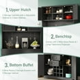 thumbnail image 4 of 74" Coffee Bar Cabinet, Farmhouse Large Kitchen Hutch with Wine Racks and Microwave Stand, Tall Pantry Buffet Cabinet with Barn Doors & Shelves & Drawers for Home, Black, 4 of 7