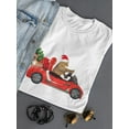 thumbnail image 3 of Cat Driving Santa Car T-Shirt Women -Image by Shutterstock, Female Large, 3 of 4