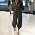 thumbnail image 2 of Brilliant Women Jumpsuit Plus Size Jumpsuits for Women Women Lady Bandage Lapel Slim Long Button Rompers Long Pants Jumpsuits Trousers Clothes under $5.00, 2 of 4