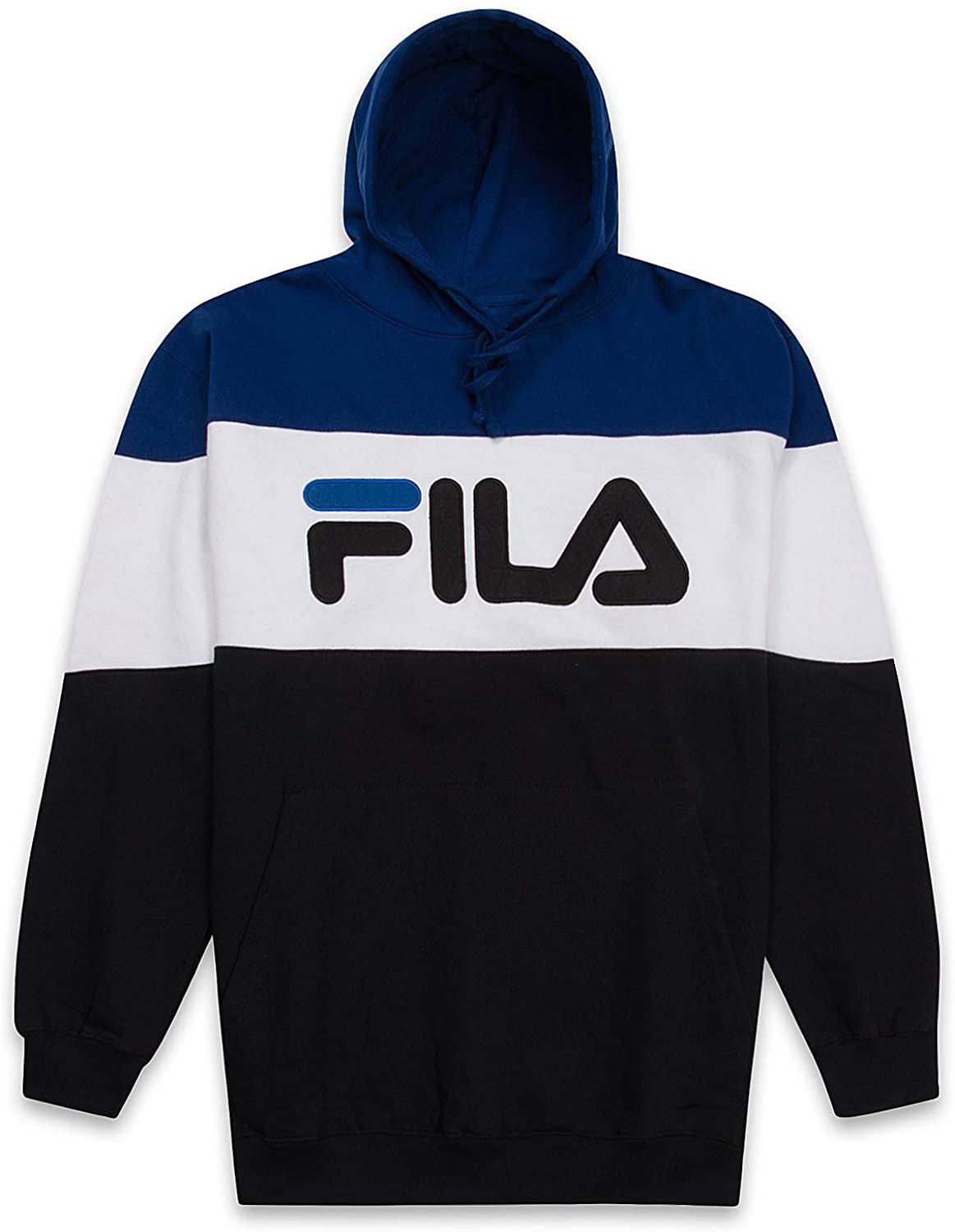 Fila Men s Big and Tall Colorblock Pullover Hoodie Blue Black White 6X Walmart