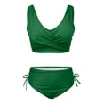 thumbnail image 5 of UTSJKR Women's High Waisted Bikini Sets Swimsuits for 2 Piece Hawaiian Tropical Summer Fashion Swim Cami Bra Ruffles Bathing Sets Green XXL, 5 of 6