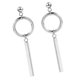 thumbnail image 3 of Pendientes de acero inoxidable Yashi en tono plateado con forma de barra y aro colgantes, 3 of 4