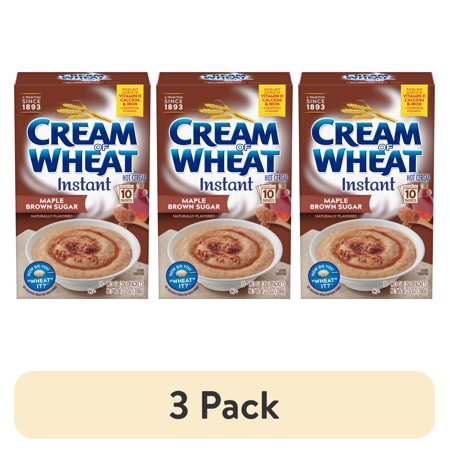 (3 pack) Cream of Wheat Instant Hot Cereal, Maple Brown Sugar, Kosher, Shelf-Stable, 10 Count