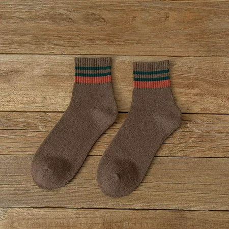 

8 pair Striped Wool Hosiery Winter Thick And Fleece Comfortable Warm Men Medium Length Casual Socks Color Random