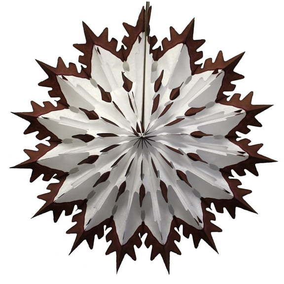 3-Pack Devra Party 19 Inch Tissue Paper Snowflake Decoration, Brown Tip