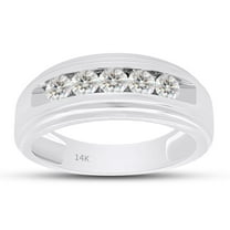 AFFY 0.25CT Round Moissanite Diamond Channel Set Men's Anniversary Wedding Band Ring 14K White Gold-10