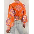 thumbnail image 6 of BTFBM Women Fashion Button Down Shirts V Neck Boho Printed Long Sleeve Blouses Dressy Casual Spring Fall Tops, 6 of 6