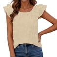 thumbnail image 2 of Levmjia Women's Sleeveless Tank Top Bow Back Ruffle Edge Casual Solid Color Summer Blouse Polyester Soft Comfortable Fashion T Shirt, 2 of 7