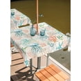 thumbnail image 2 of Outdoor Tablecloths with Umbrella Hole & Zipper, Teal Red Jellyfish Coastal 54x54 Inch Square Tablecloths, Nautical Beach Coral Starfish Waterproof Table Cloth, Patio/Pool/Picnic Table Covers, 2 of 8