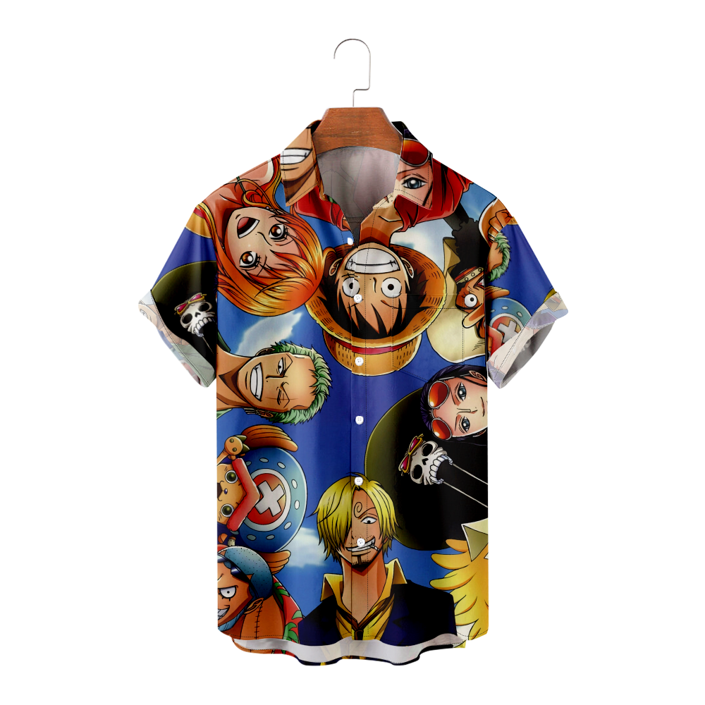 ONE PIECE Luffy Hawaiian Shirt for Men Boys 3d Cartoon Kids Men's Shirt