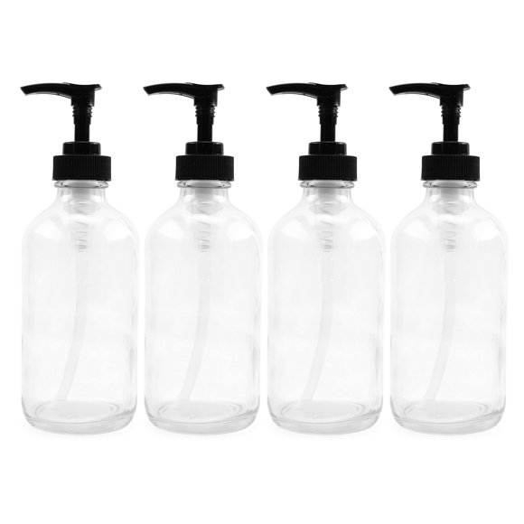 Botellas con bomba de vidrio Cornucopia Brands, 235 ml (paquete de 4)