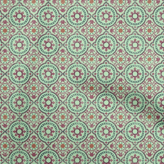 oneOone Cotton Flex Mint Green Fabric Asian Suzani Fabric For Sewing Printed Craft Fabric By The Yard 40 Inch Wide