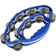 Directly Cheap Ergonomic-Grip Double-Ring Butterfly-Shape Tambourine, 20 Jingles, Blue
